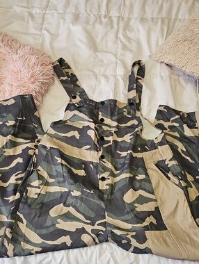 Camo Button-Front Overalls